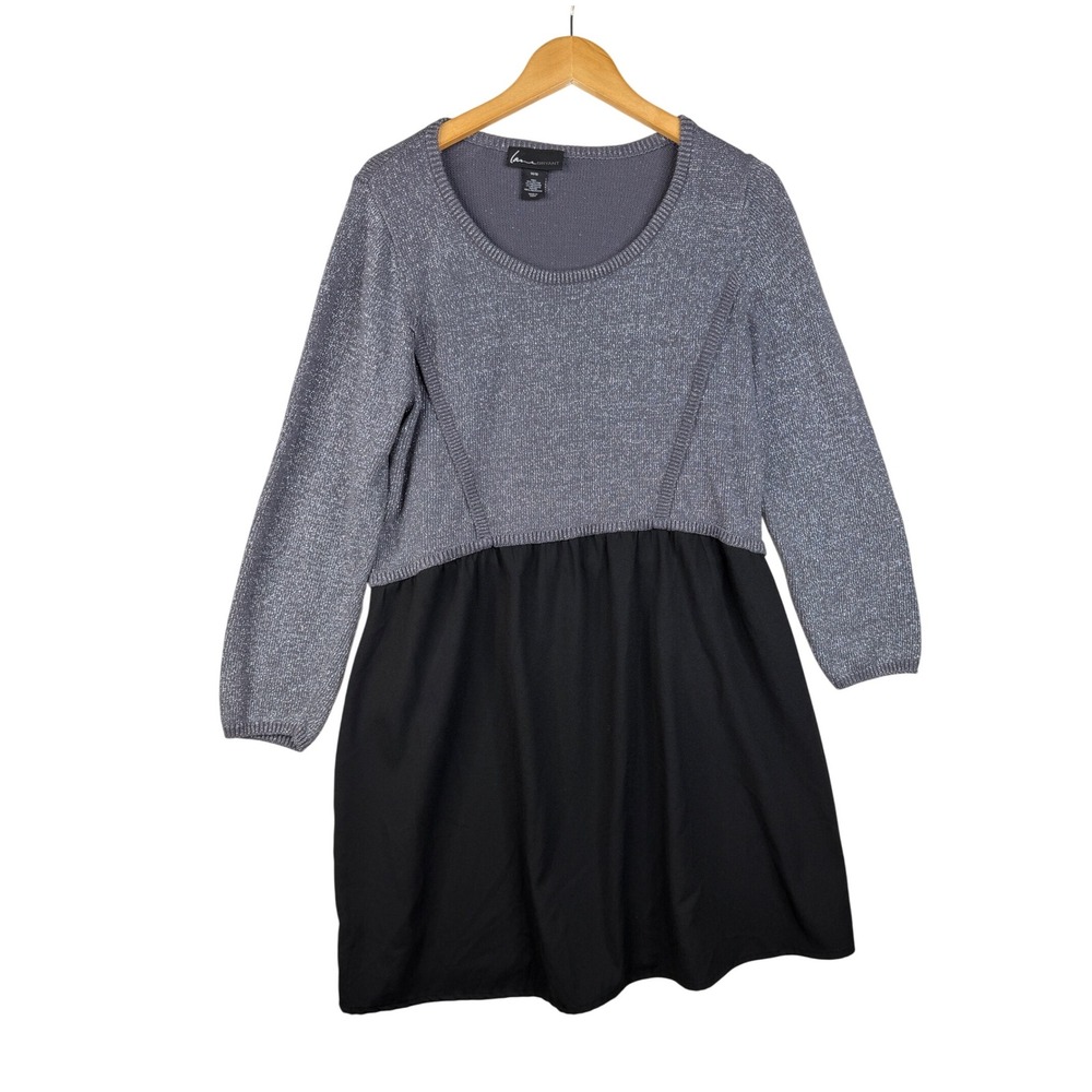 New Lane Bryant Womens Plus 14/16 Metallic Black and Gray Skater‎ Skirt Dress